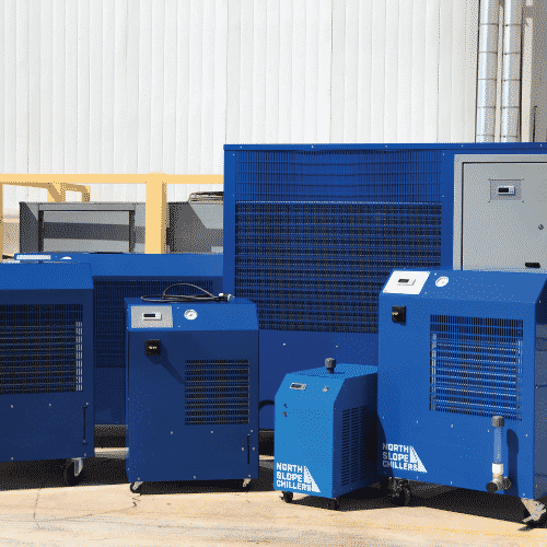 North Slope Chillers full product lineup ranging from portable to industrial-sized process cooling units